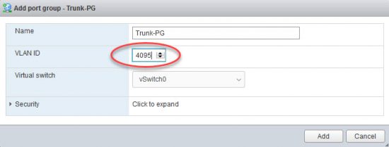 Vmware добавить port group