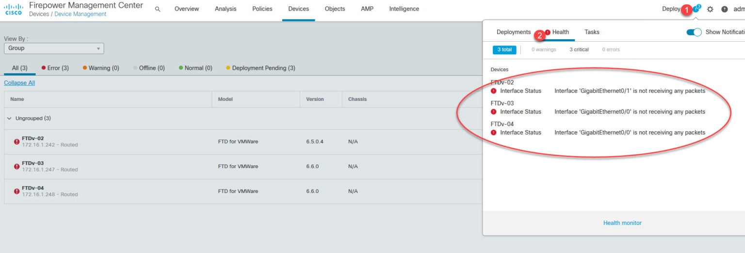 FMC Health Monitor Policy Blue Network Security