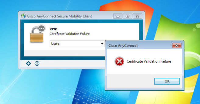 AnyConnect Certificate Validation Error